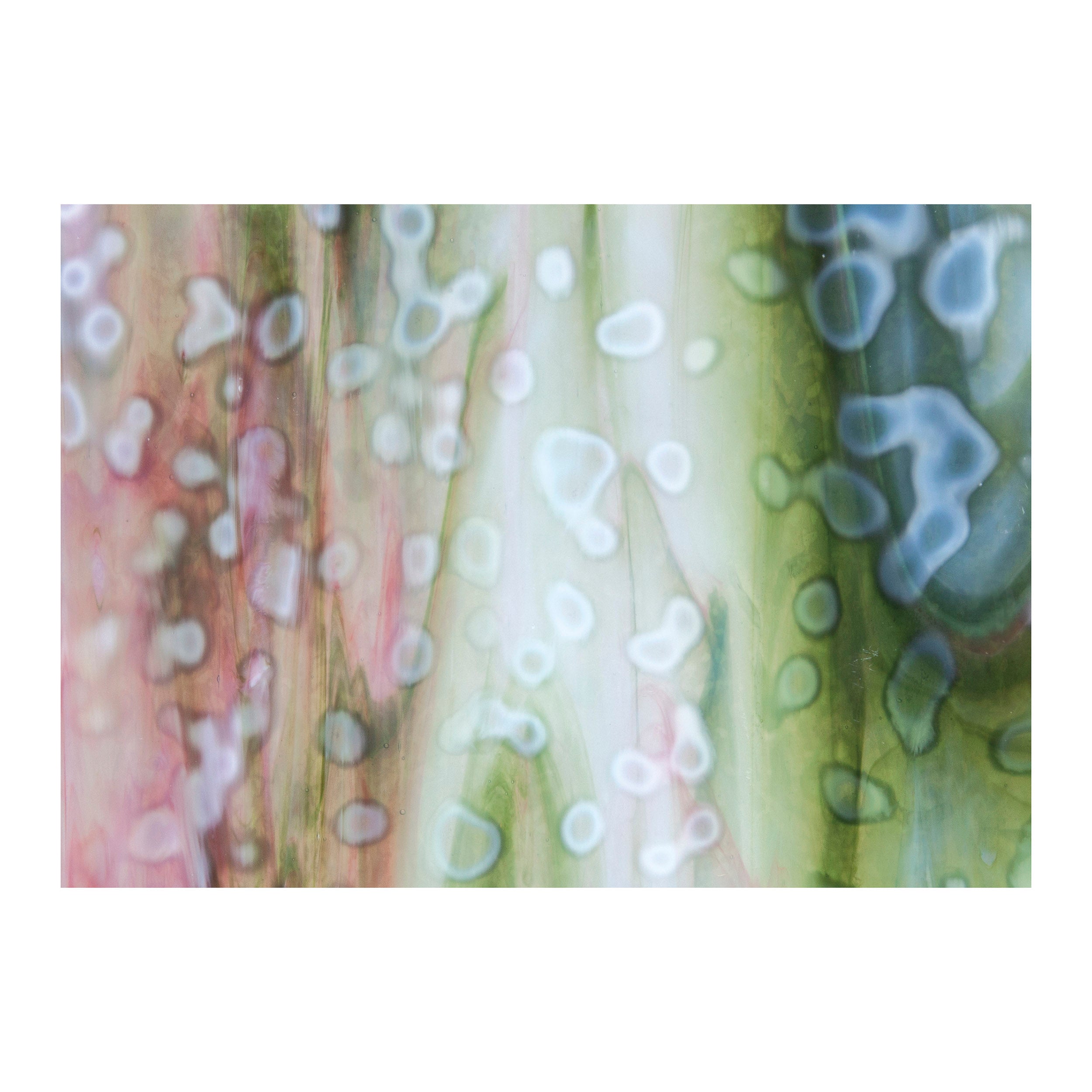 6343-00 White, Olive Green, Gold Pink Opalescent Mottle Nonfusible Sheet